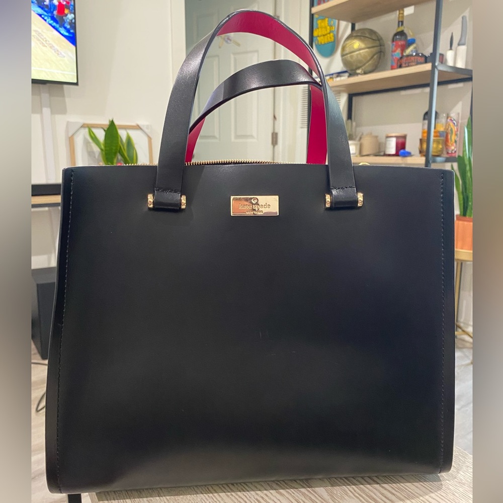 Kate Spade Arbour Hill Kyra Black Sweetheart Pink Leather Crossbody Handbag